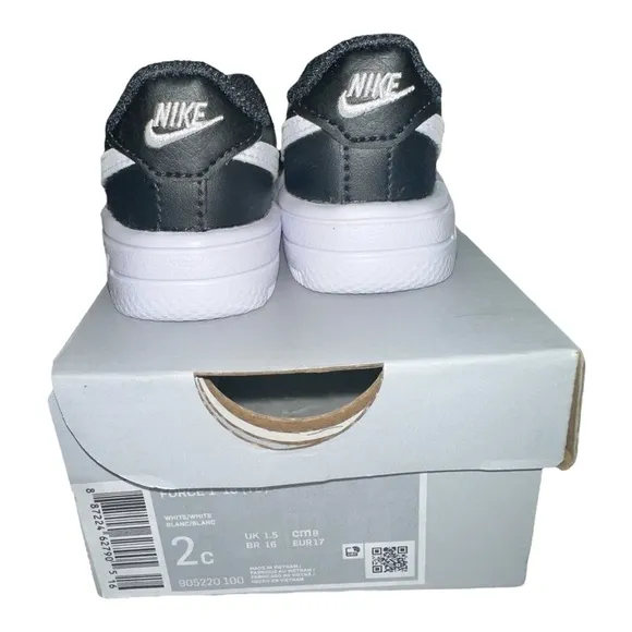 🆕 Kids Toddler Nike Air Force 1 '18 Casual Shoes Black/White 905220 002 Size 2C