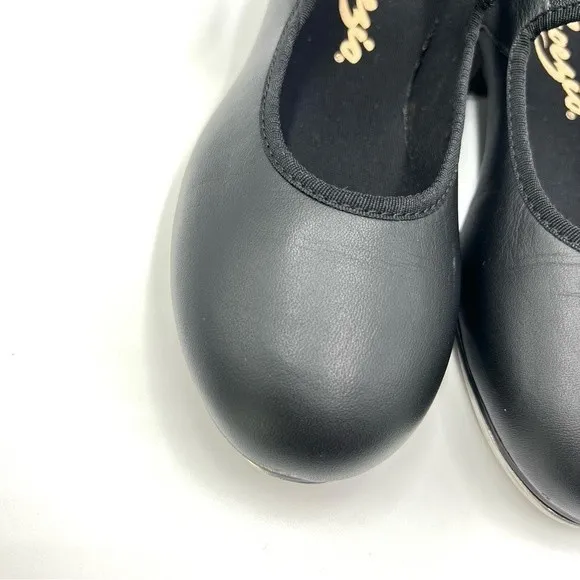4.5W 4.5 W WIDE WIDTH Capezio Big Girls Kids 3800 Black Leather Tap Dance Shoes