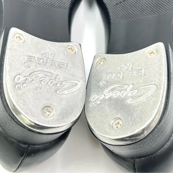 4.5W 4.5 W WIDE WIDTH Capezio Big Girls Kids 3800 Black Leather Tap Dance Shoes