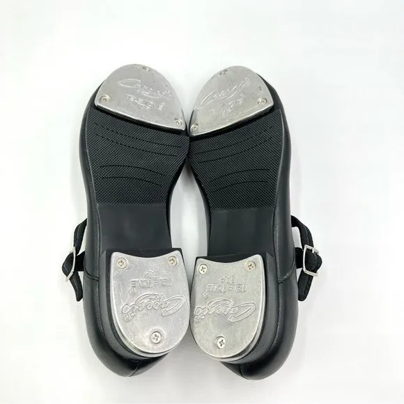 4.5W 4.5 W WIDE WIDTH Capezio Big Girls Kids 3800 Black Leather Tap Dance Shoes
