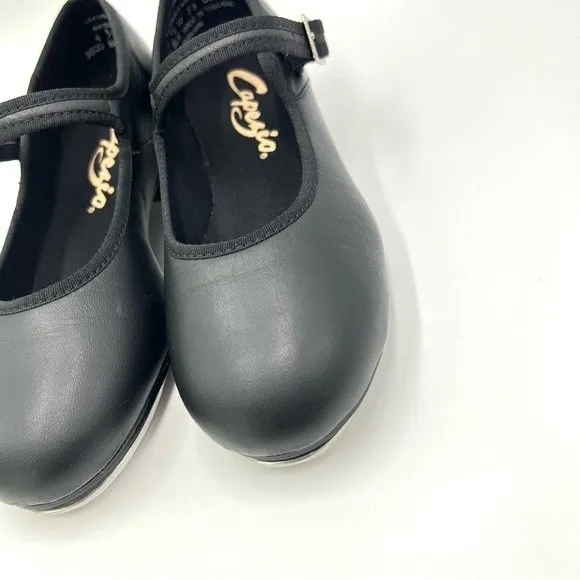 4.5W 4.5 W WIDE WIDTH Capezio Big Girls Kids 3800 Black Leather Tap Dance Shoes