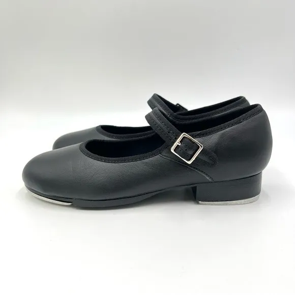 4.5W 4.5 W WIDE WIDTH Capezio Big Girls Kids 3800 Black Leather Tap Dance Shoes