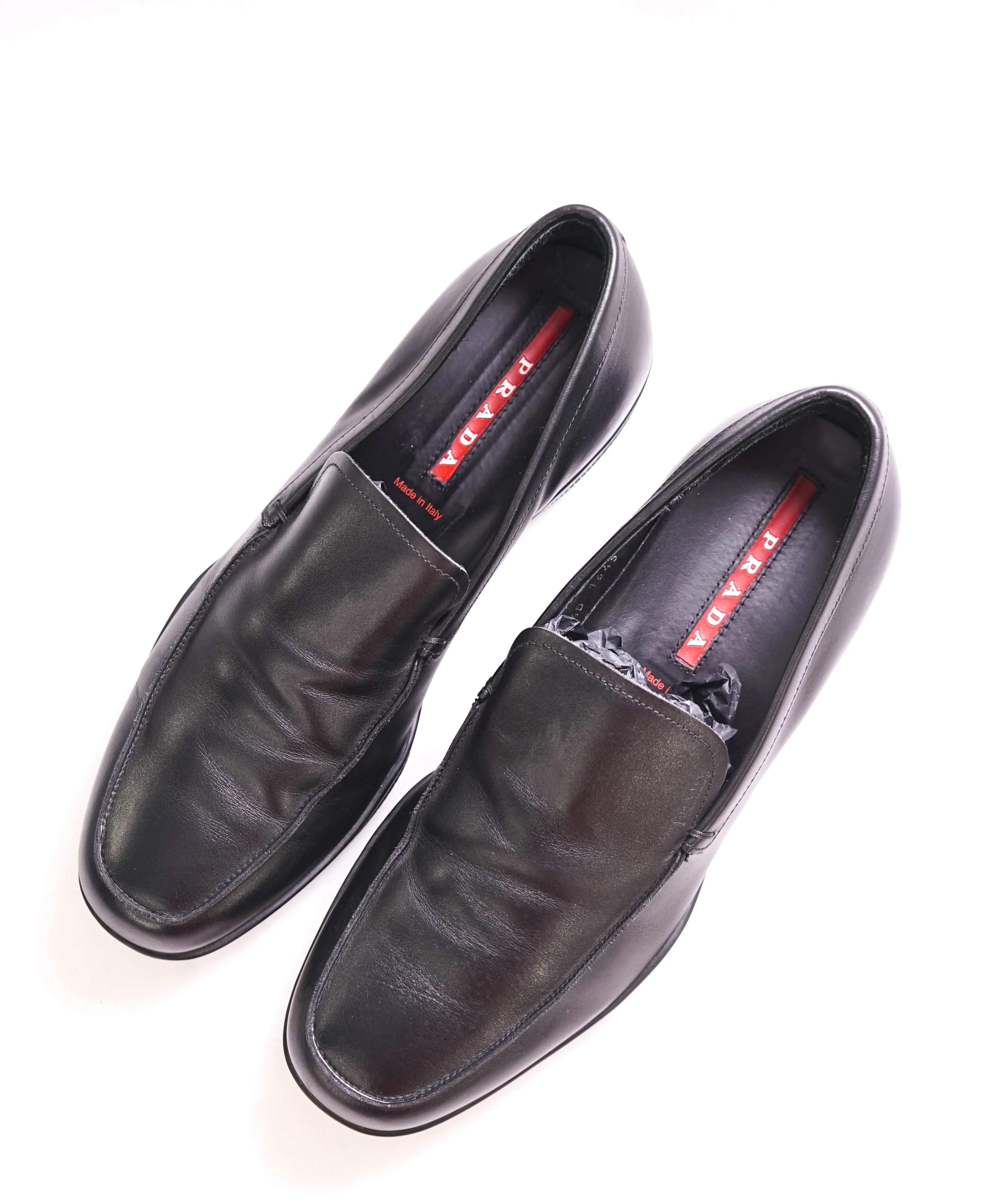 $795 PRADA - *LINEA ROSSA* Black Slip On Logo Vamp Loafer - 8.5 US (7.5 Prada)