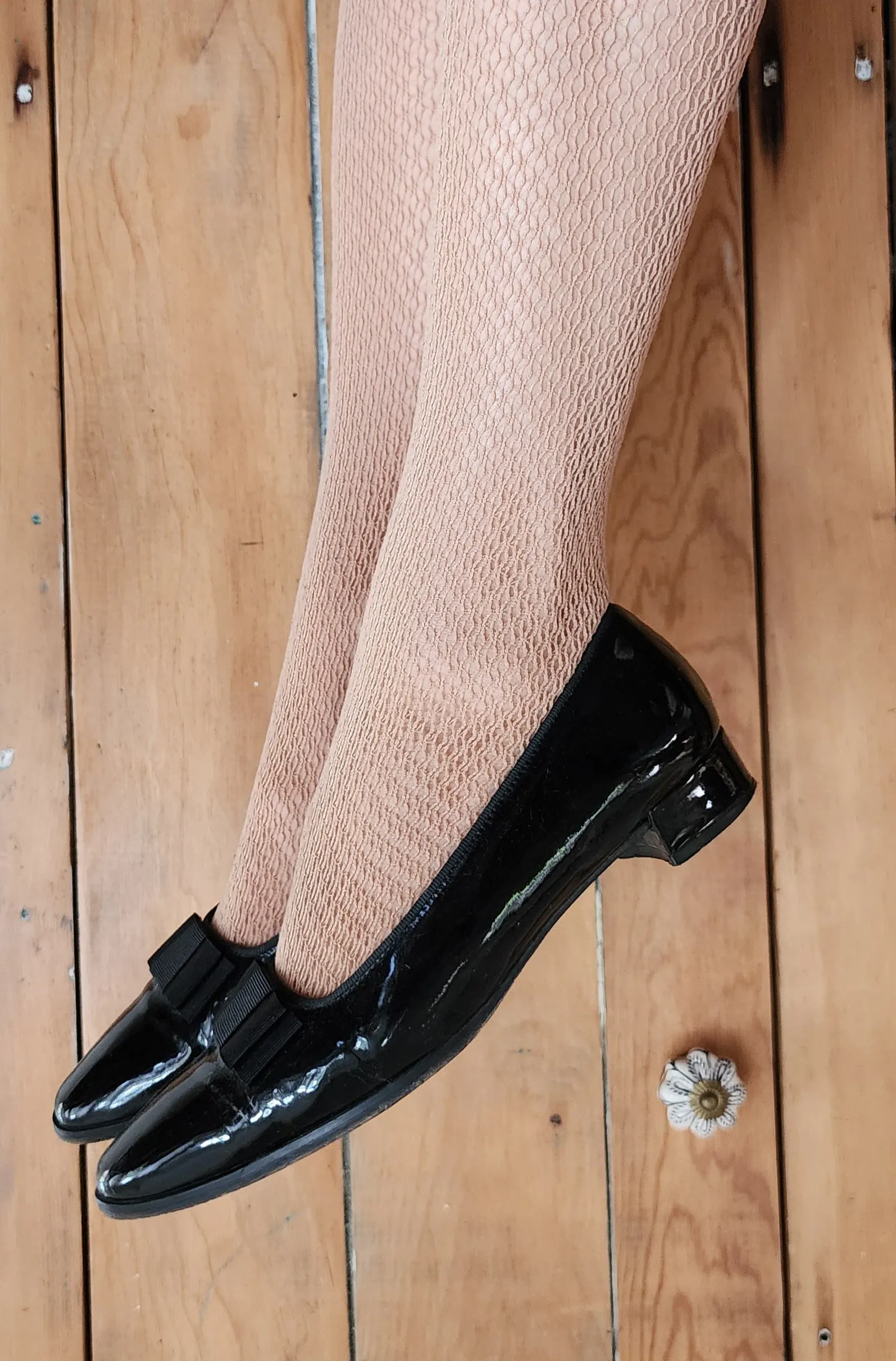 80s 90s Ralph Lauren Shoes Black Patent Leather Ballerina Flats in Box Size 6 The Olivia Pump