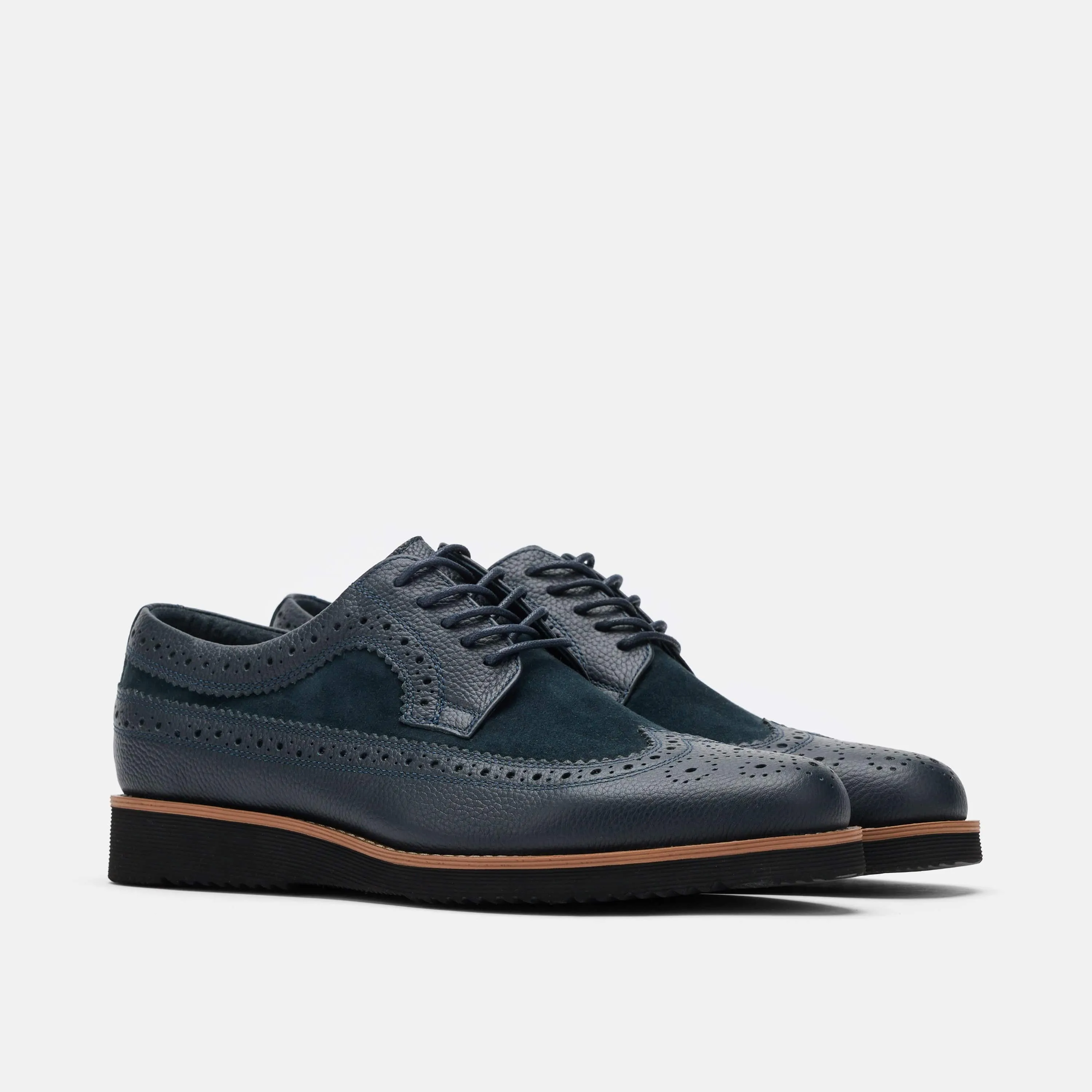 Alexander Navy Leather Longwing Sneakers