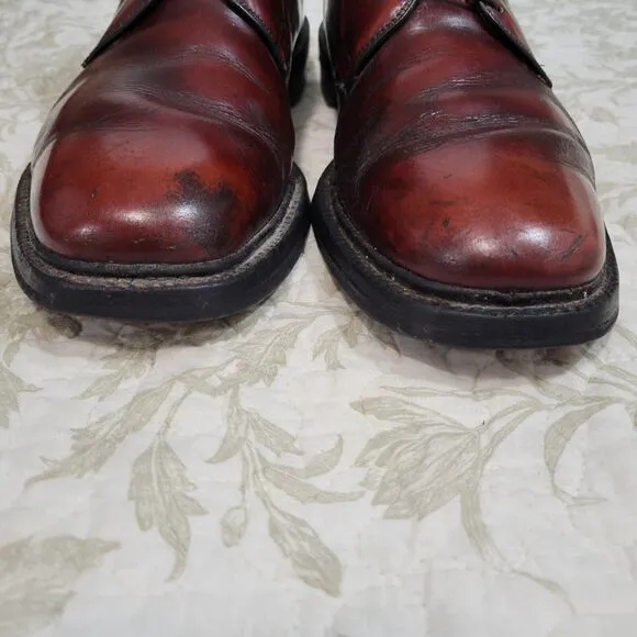 Allen Edmonds‎ Leeds Shoes Mens 9.5 C Burgundy Leather Plain Toe
