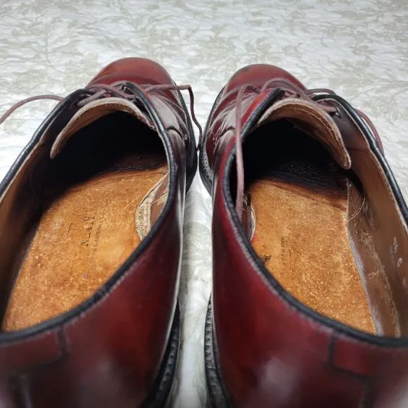 Allen Edmonds‎ Leeds Shoes Mens 9.5 C Burgundy Leather Plain Toe