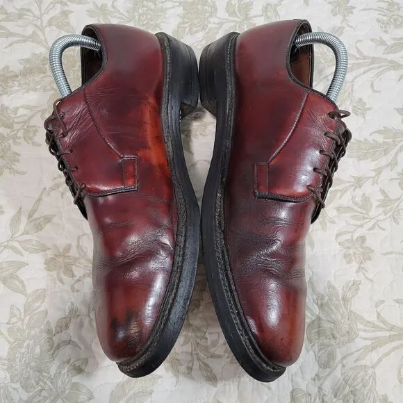 Allen Edmonds‎ Leeds Shoes Mens 9.5 C Burgundy Leather Plain Toe