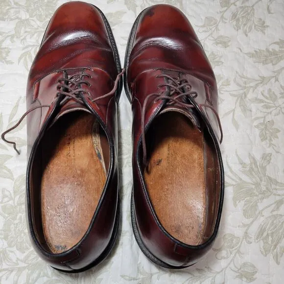 Allen Edmonds‎ Leeds Shoes Mens 9.5 C Burgundy Leather Plain Toe