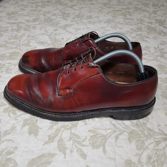 Allen Edmonds‎ Leeds Shoes Mens 9.5 C Burgundy Leather Plain Toe