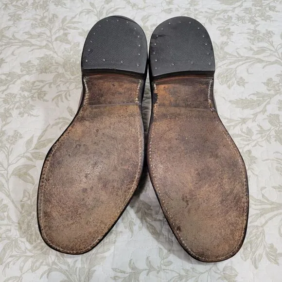 Allen Edmonds‎ Leeds Shoes Mens 9.5 C Burgundy Leather Plain Toe