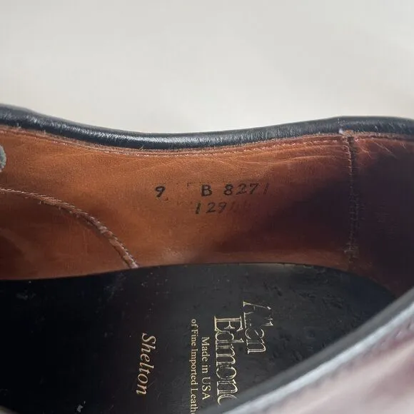 Allen Edmonds Mens Shelton 9B Black/Burgundy Oxford Saddle Shoe 8271
