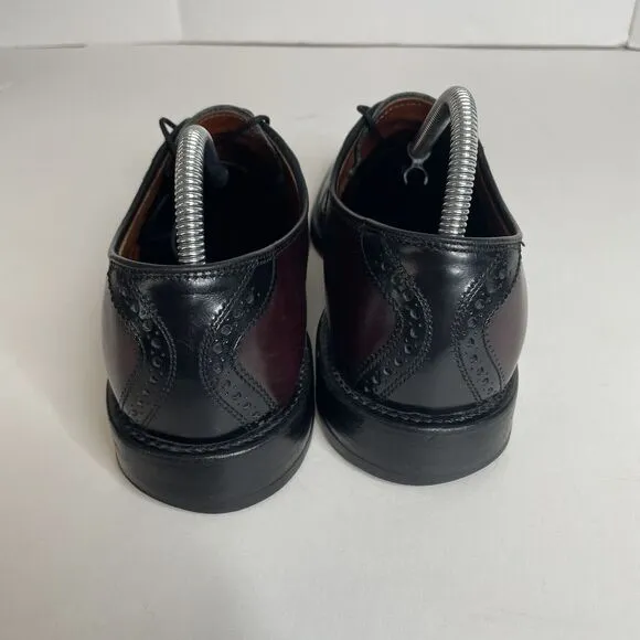 Allen Edmonds Mens Shelton 9B Black/Burgundy Oxford Saddle Shoe 8271