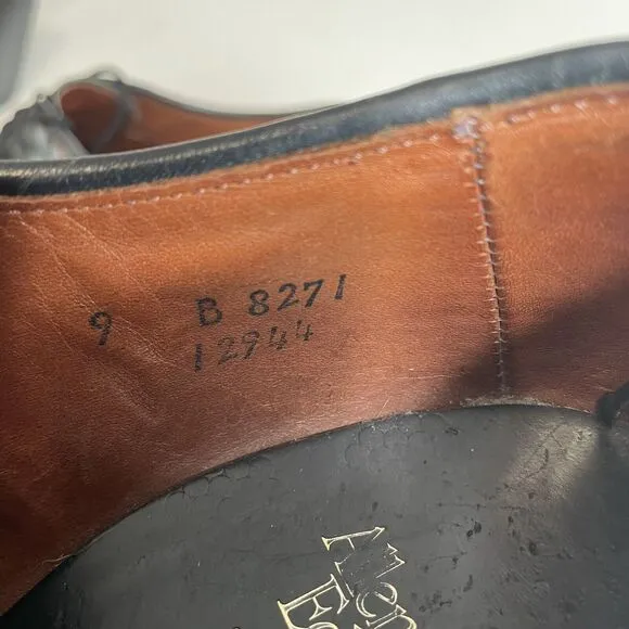 Allen Edmonds Mens Shelton 9B Black/Burgundy Oxford Saddle Shoe 8271