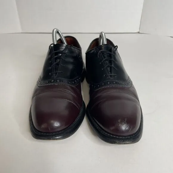 Allen Edmonds Mens Shelton 9B Black/Burgundy Oxford Saddle Shoe 8271