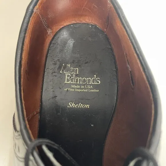Allen Edmonds Mens Shelton 9B Black/Burgundy Oxford Saddle Shoe 8271