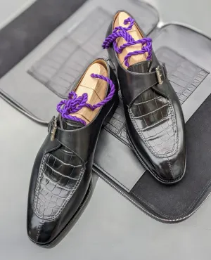Ascot Andre - Black Crocodile & Black Calf