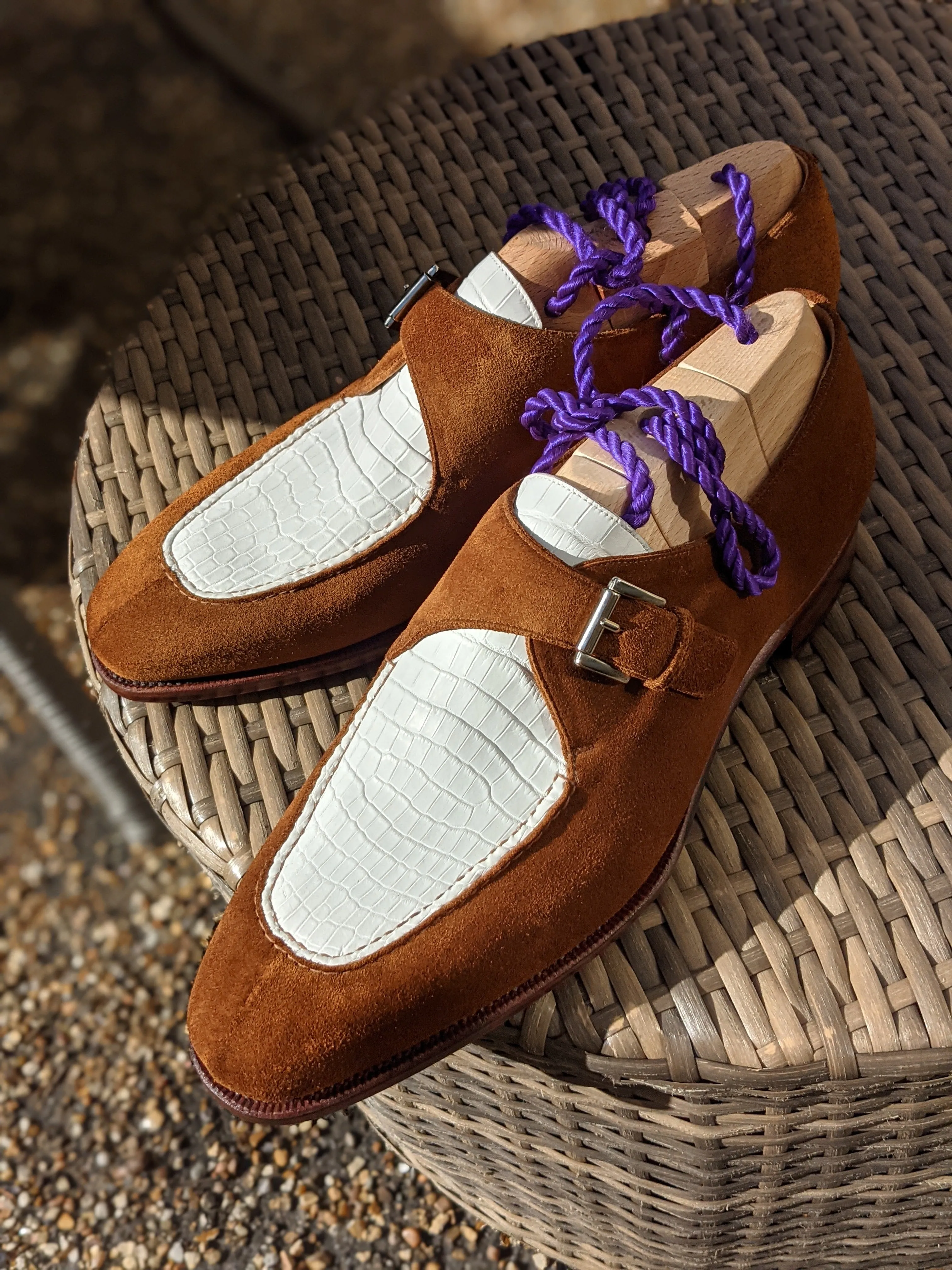 Ascot Andre - Camel Suede & White Crocodile