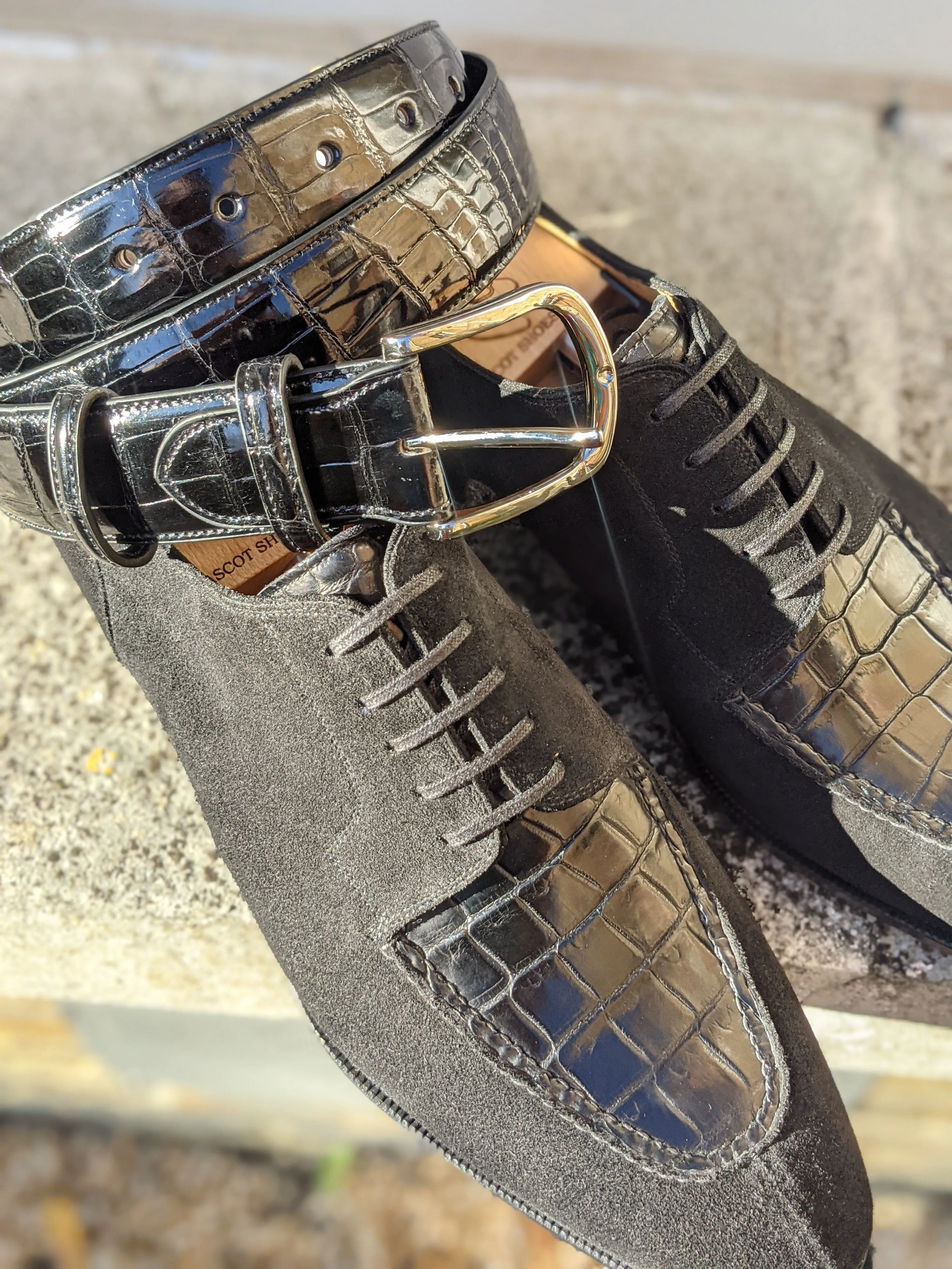 Ascot Kaan - Black Suede & Black Crocodile