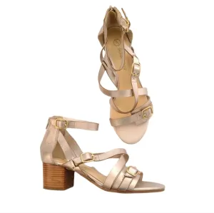 BELLA Vita Strappy Ankle strap gold leather with buckles size 7.5