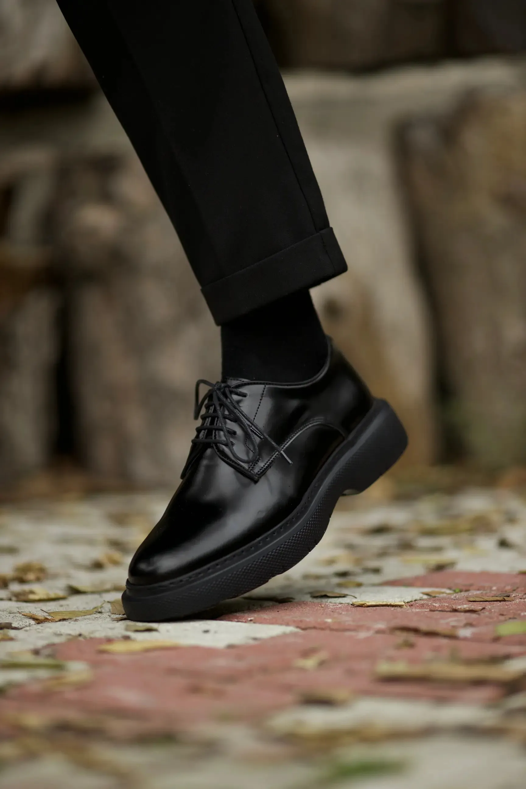 Black Calf Derby Laces Chunky