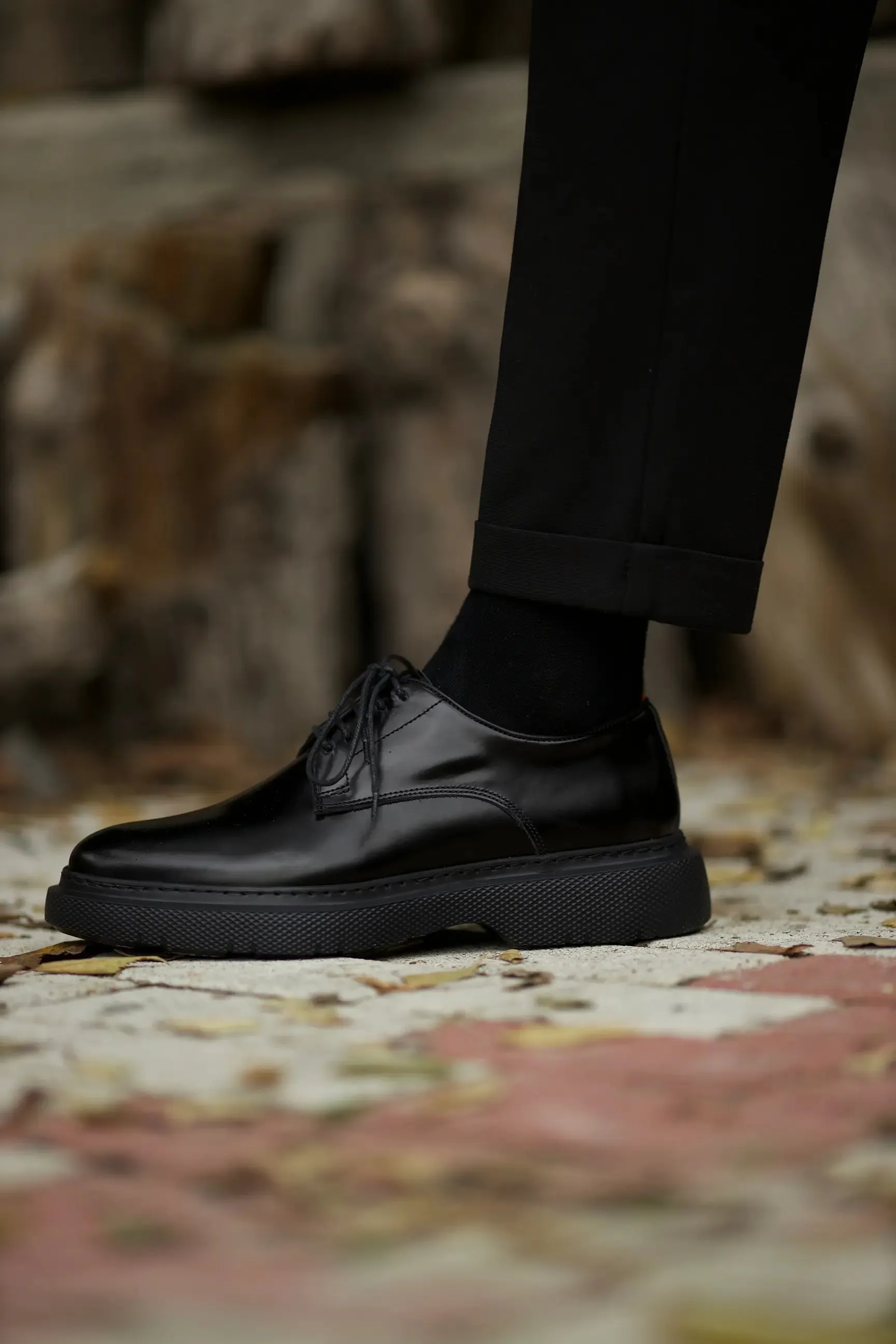 Black Calf Derby Laces Chunky