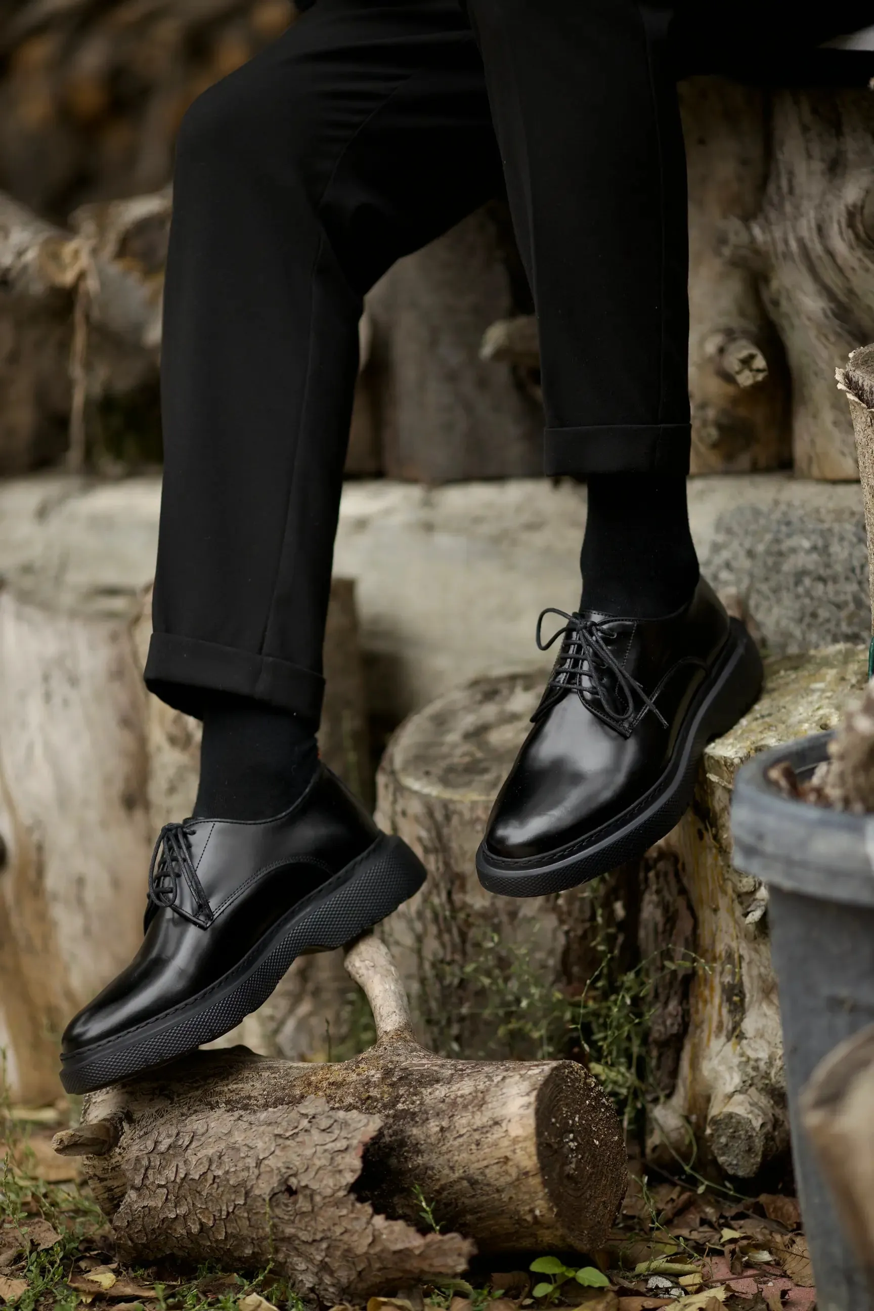 Black Calf Derby Laces Chunky