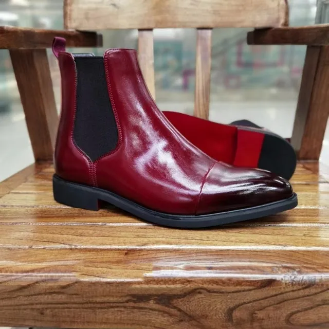 Black Chelsea Boots Red Sole Men Ankle Boots
