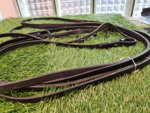 Black  cob/full size leather double reins set🟢