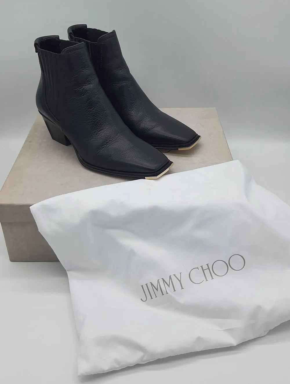 Black Leather Cow Boy Boots