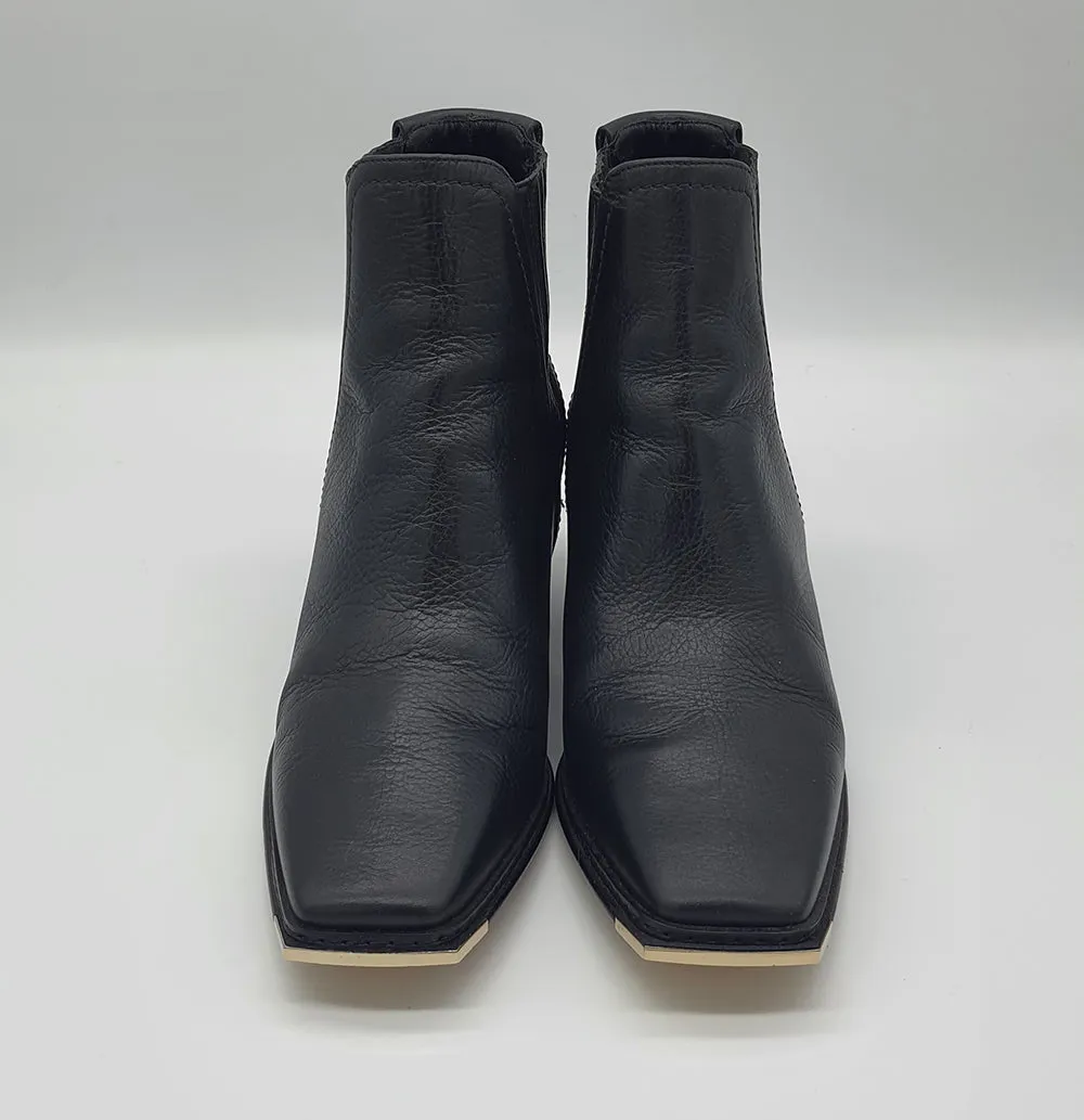 Black Leather Cow Boy Boots