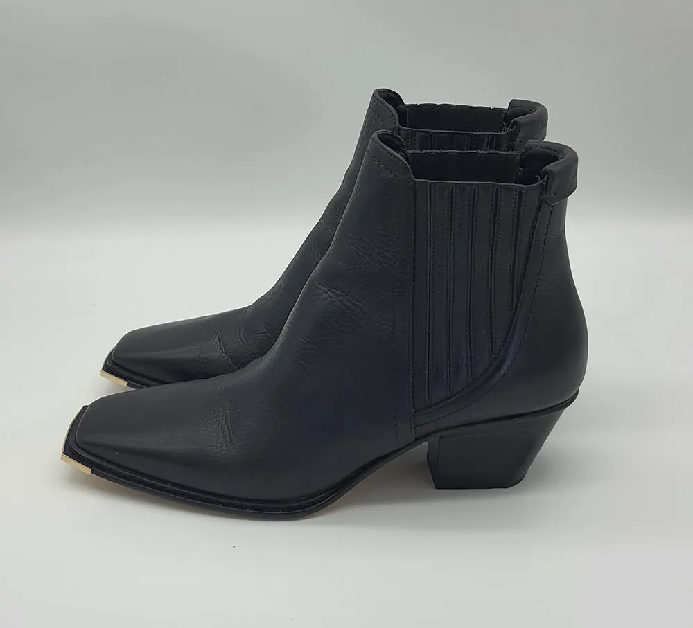 Black Leather Cow Boy Boots