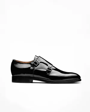Black Patent Calf Blake Tuxedo Plain Tip Double Monks