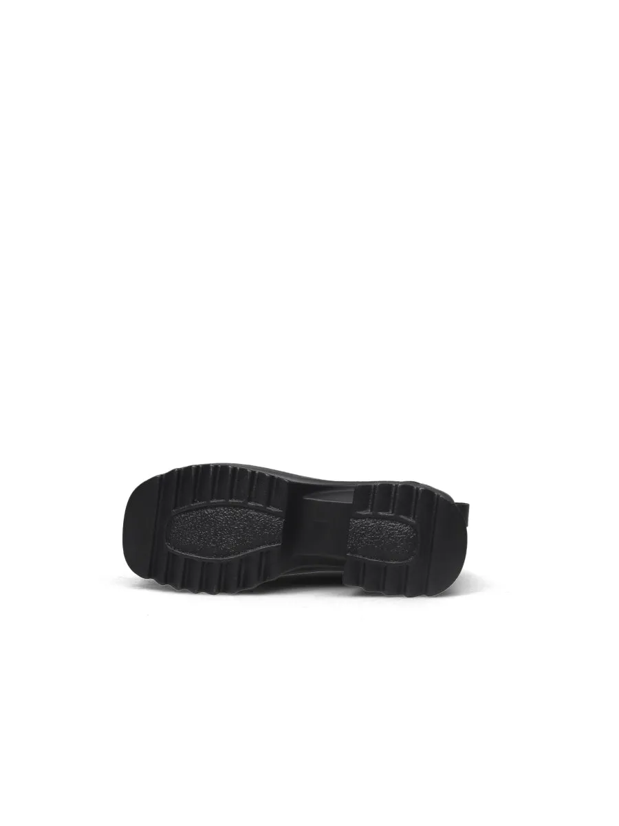 Black Patent Leather Chunky Heel Loafer