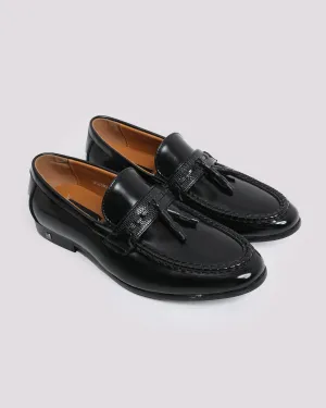 BLACK PATENT TASSEL SHOES