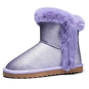 Black/Gold/Purple Glitter Thermal Snow Boots