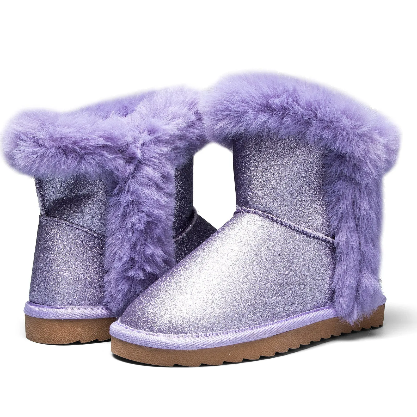 Black/Gold/Purple Glitter Thermal Snow Boots