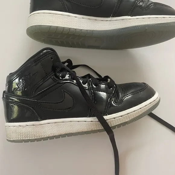 Boys Nike Air Jordan Black Black Patent Leather