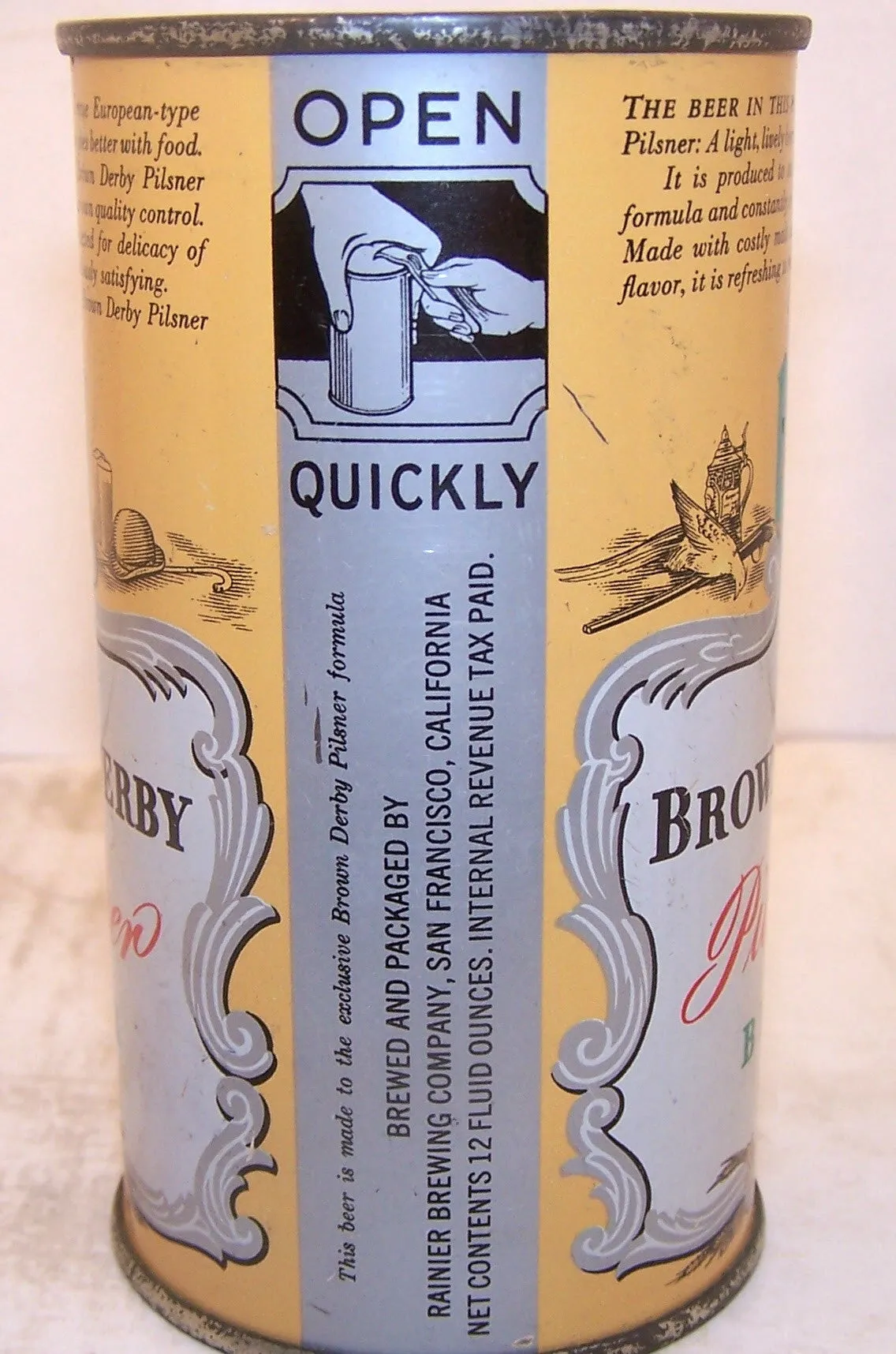 Brown Derby Pilsner Beer, Lilek page # 136, Grade 1 Sold 2/27/15