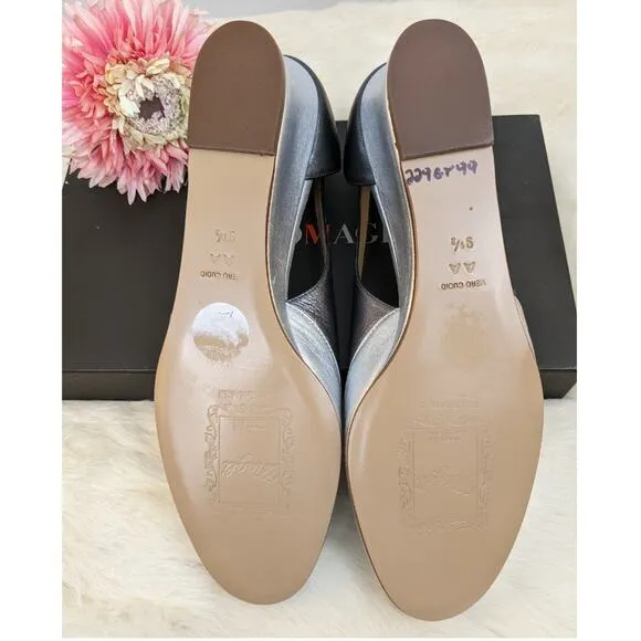 Bruno Magli Fiesse Wedge Heel Gray Color-Block Lambskin Leather Size 9.5 AA, NEW