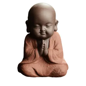 Buddha Monk Statuette in Ceramic that Prays