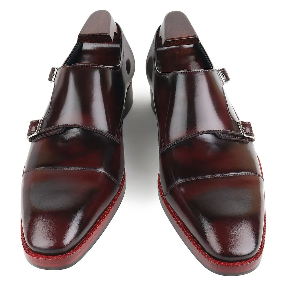 Burgundy Brushed Glossed Classic Double Monk Strap
