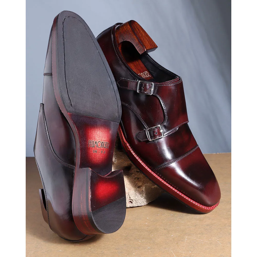 Burgundy Brushed Glossed Classic Double Monk Strap