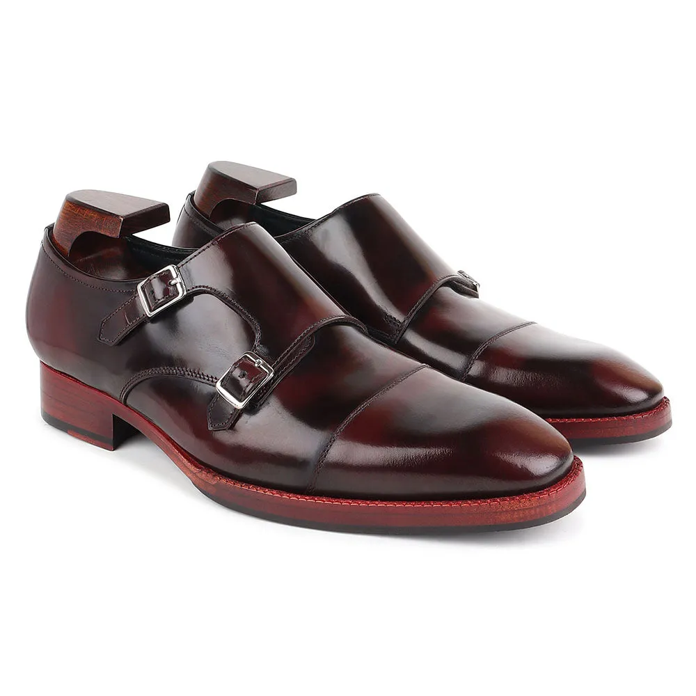 Burgundy Brushed Glossed Classic Double Monk Strap