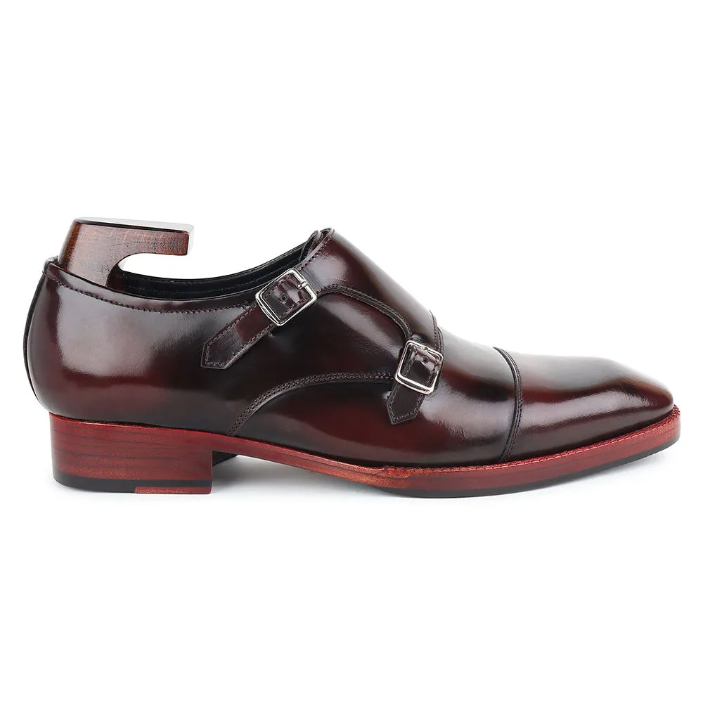 Burgundy Brushed Glossed Classic Double Monk Strap