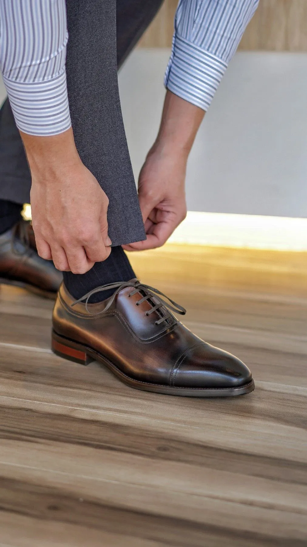 Cap Toe Oxford Leather Lace-Up Shoes-  Italian Design & U.S. Leather
