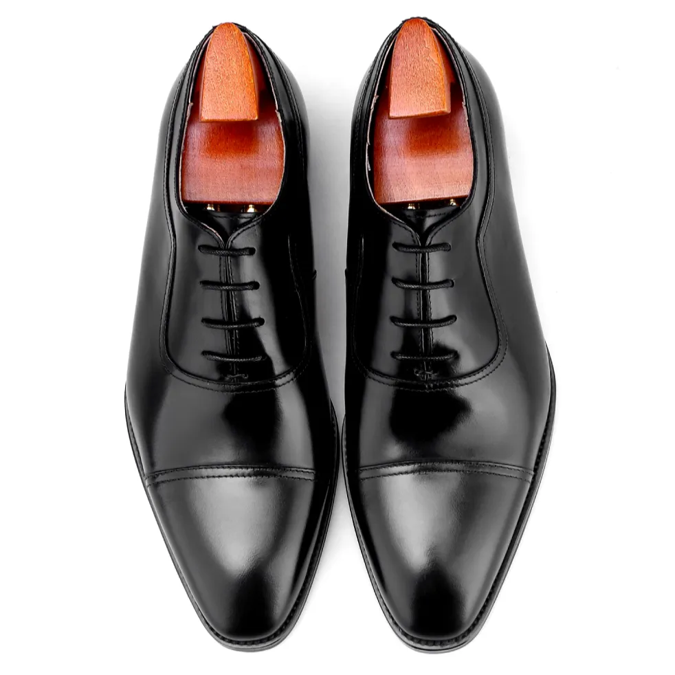 Cap Toe Oxford Leather Lace-Up Shoes-  Italian Design & U.S. Leather