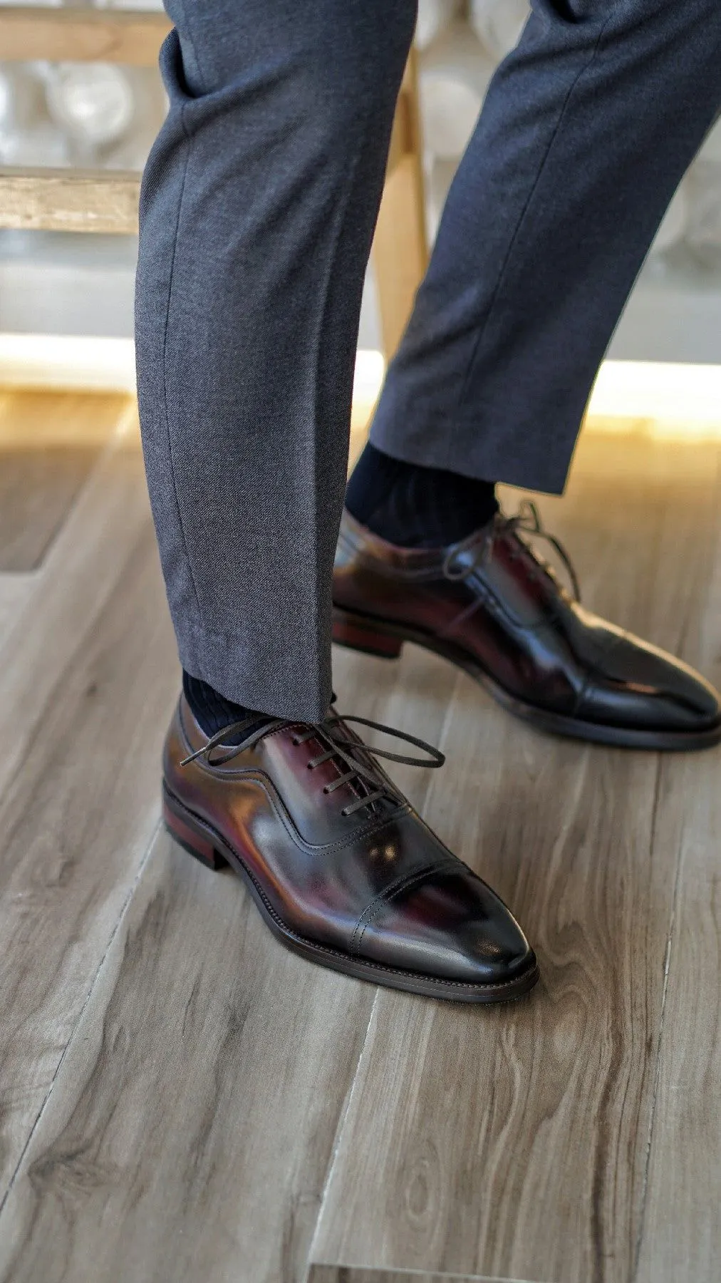 Cap Toe Oxford Leather Lace-Up Shoes-  Italian Design & U.S. Leather