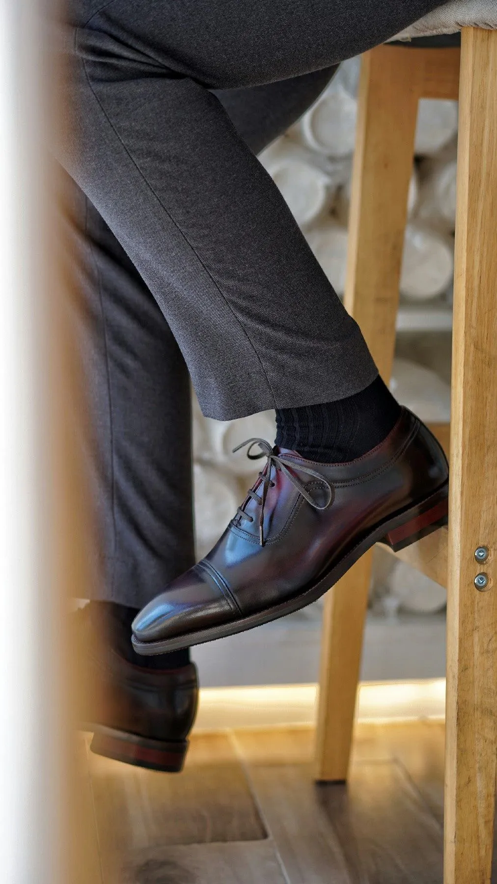 Cap Toe Oxford Leather Lace-Up Shoes-  Italian Design & U.S. Leather
