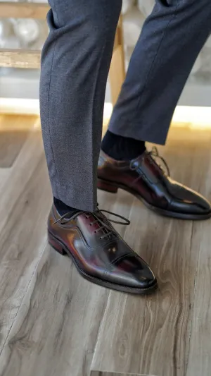 Cap Toe Oxford Leather Lace-Up Shoes-  Italian Design & U.S. Leather